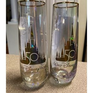 Set of 2 NWT DISNEY 50TH Anniversary Champagne Flutes - Iridescent